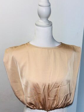 Ina Satin Blouson Top in Champagne